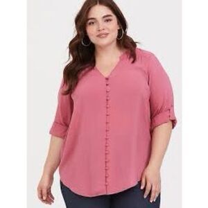 Torrid Harper Pink Challis Button Down Blouse